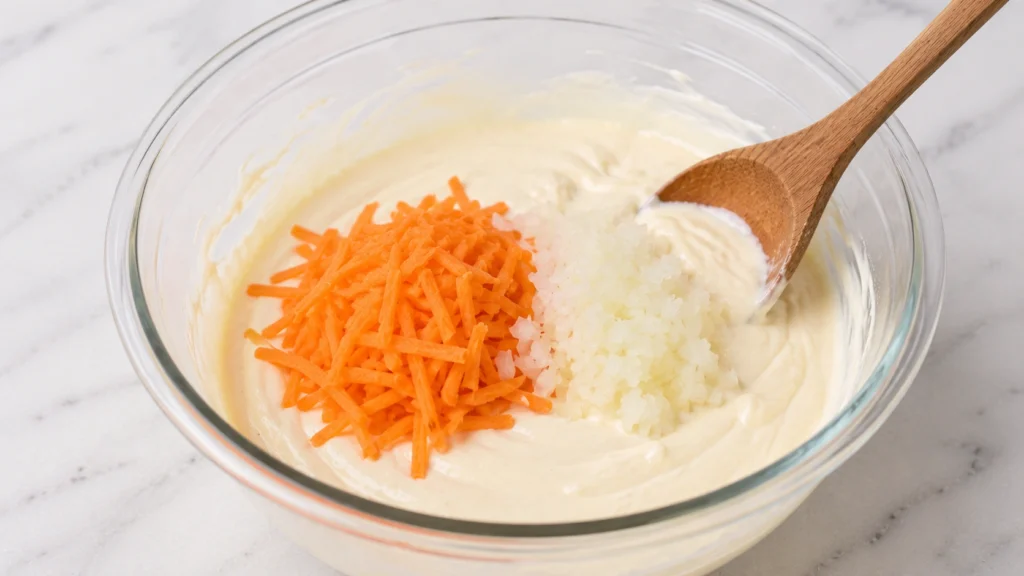 Adding Carrots and Onion to the Dressing