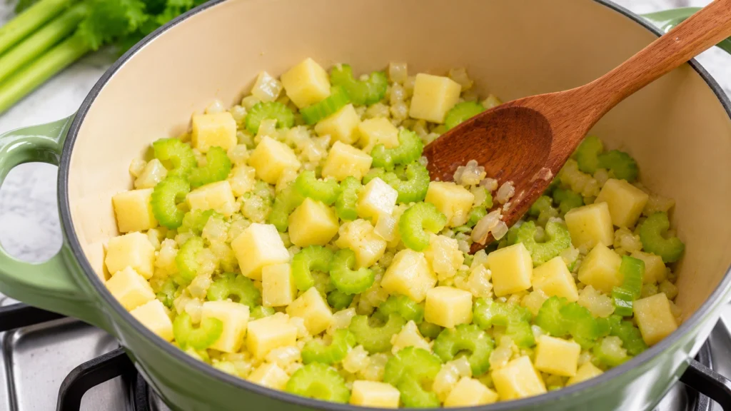 Adding Celery and Potatoes