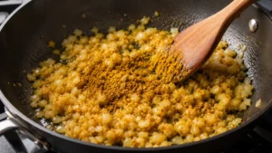 Adding Curry Spices to the Pan