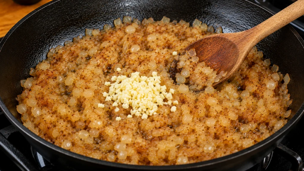 Adding Garlic to the Onions