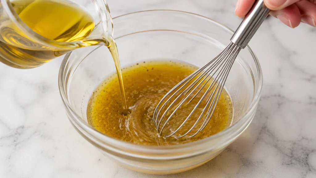 Adding Olive Oil to the Dressing