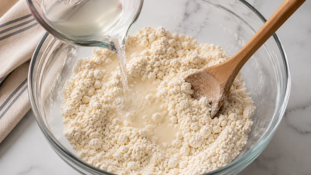 Adding Warm Water to the Dough