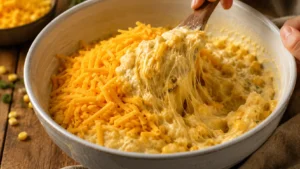 Adding shredded cheddar to corn casserole batter