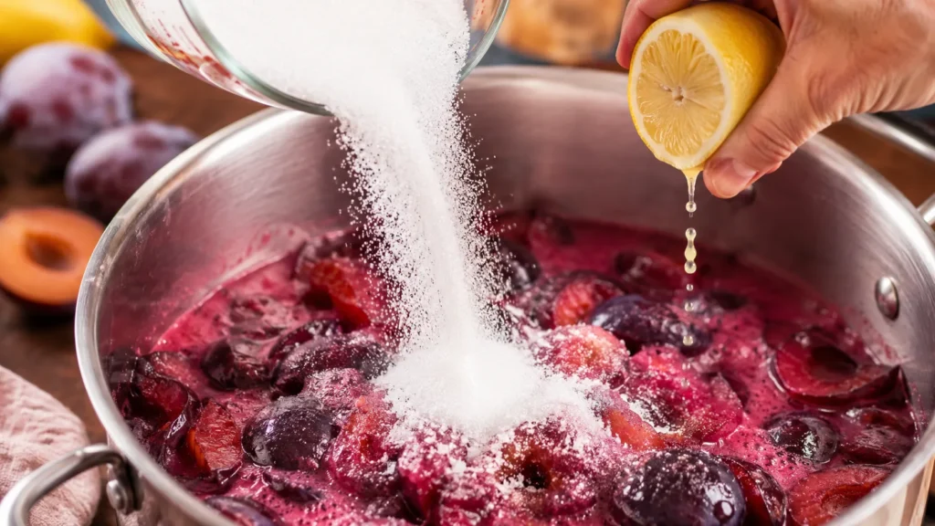 Adding sugar and lemon juice