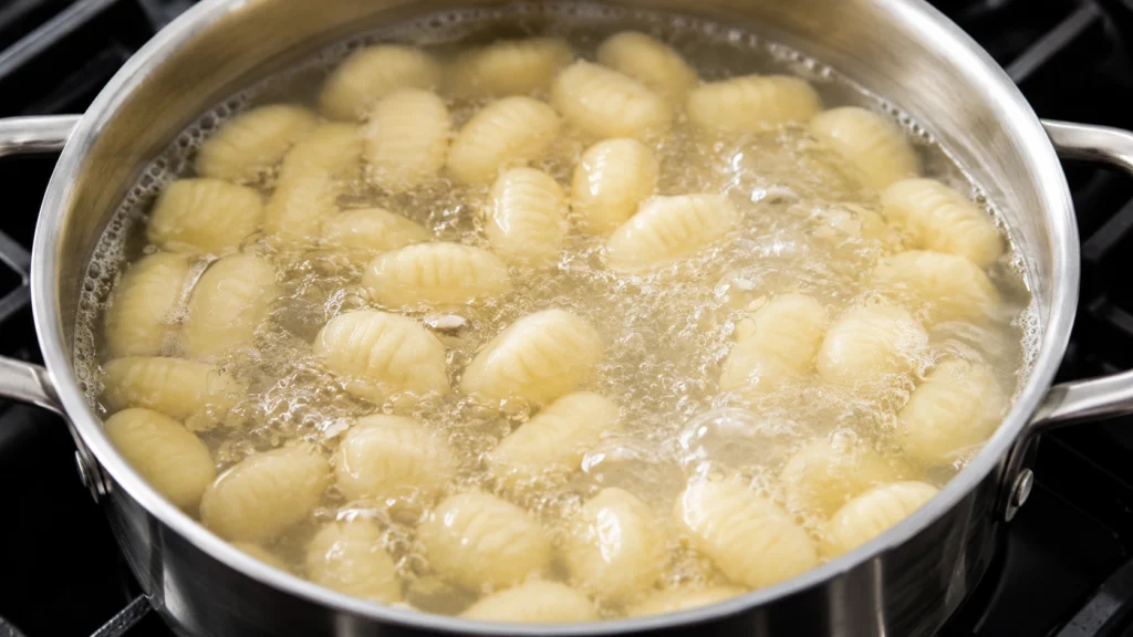 Boiling Gnocchi for Truffle Gnocchi Recipe