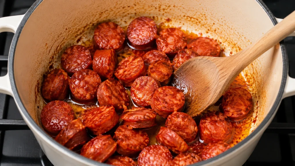 Browning Chorizo for Rich Flavor