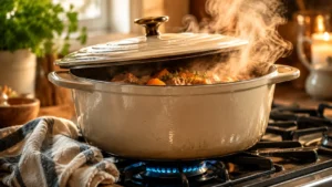Chicken Tagine Simmering Low and Slow on the Stovetop