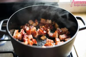 Cook the bacon until perfectly crisp