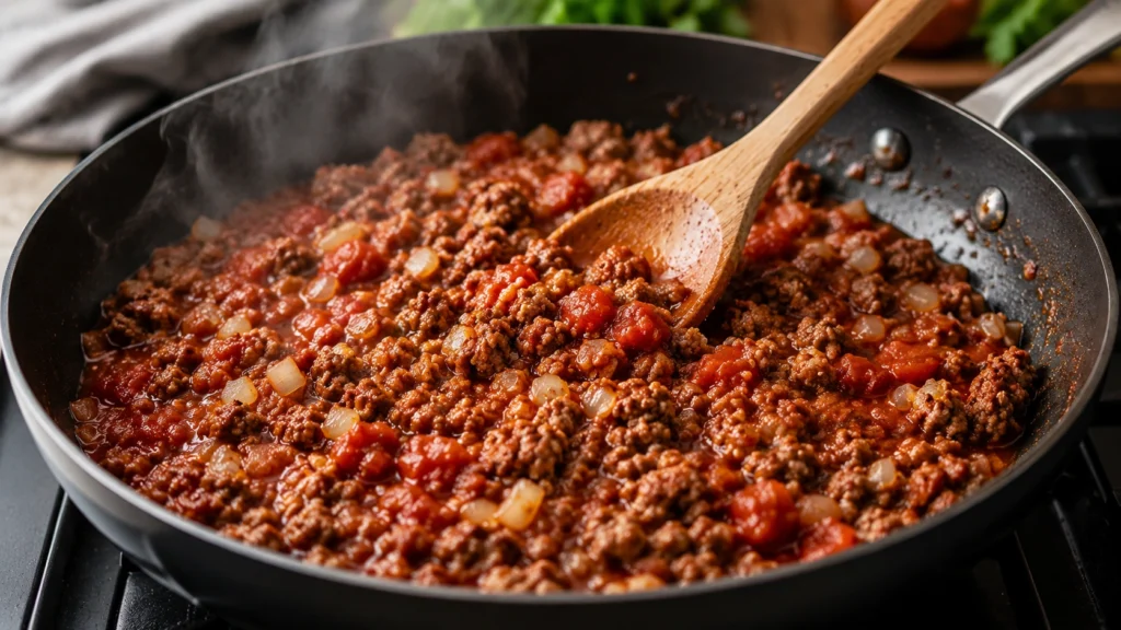 Cooking the Lamb Meat Sauce