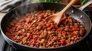 Cooking the Lamb Meat Sauce
