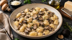 Creamy Truffle Gnocchi Recipe with Mushrooms