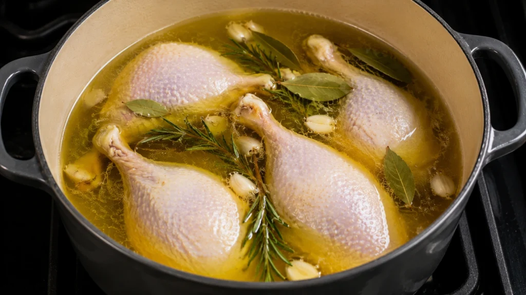 Duck Legs Submerged in Duck Fat