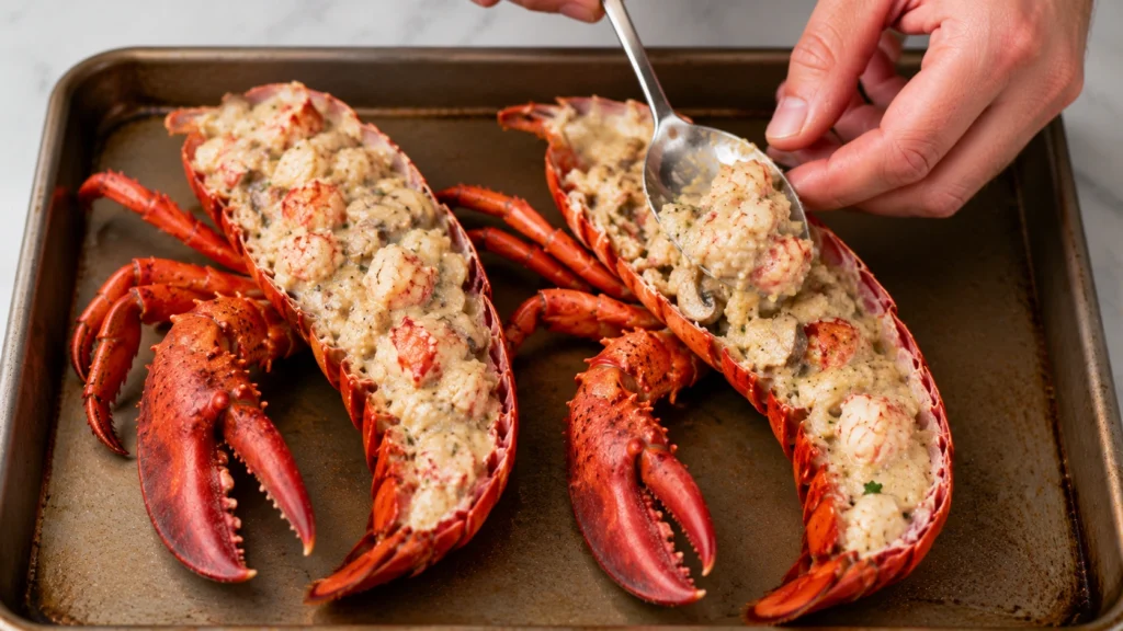 Filling the Lobster Shells