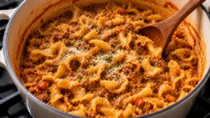 Finished Campanelle Bolognese Ready to Serve