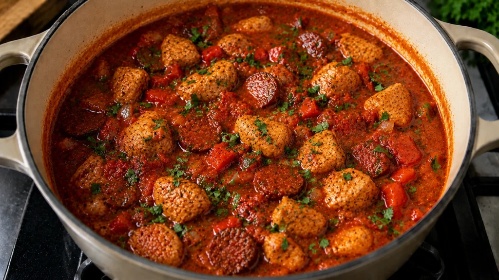 Finished Jamie Oliver's Chicken and Chorizo Stew