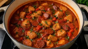 Finished Jamie Oliver's Chicken and Chorizo Stew