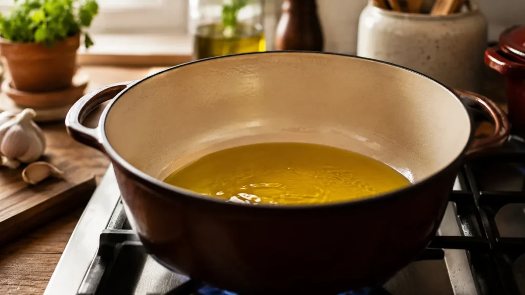 Heating Olive Oil in a Heavy Pot