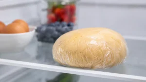 Pastry dough wrapped in plastic