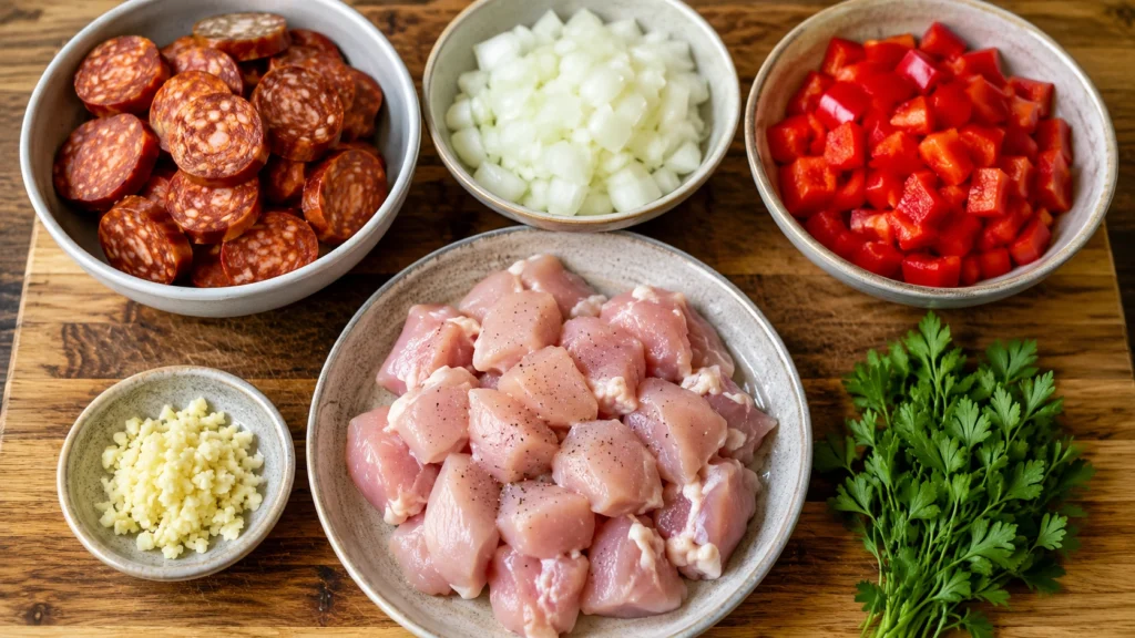 Preparing Ingredients for Jamie Oliver's Chicken and Chorizo Stew
