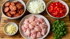Preparing Ingredients for Jamie Oliver's Chicken and Chorizo Stew