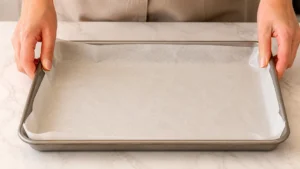 Preparing the Baking Sheet for Maple Nut Goodies
