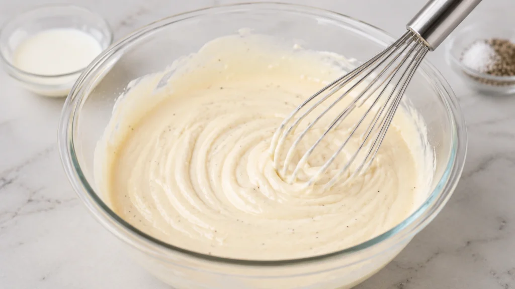 Preparing the Creamy Mac Salad Dressing
