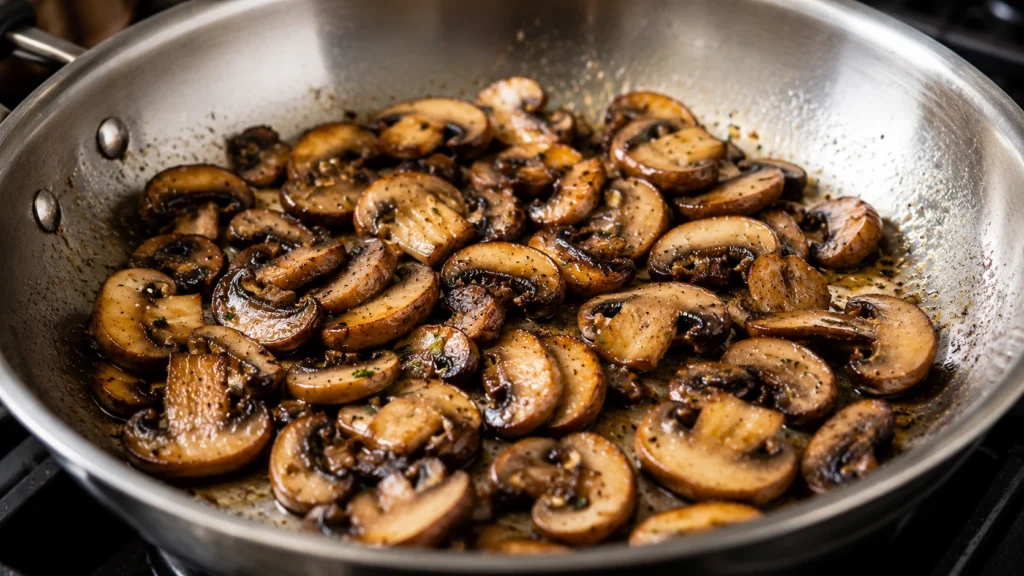 Sautéing Mushrooms Until Golden Brown
