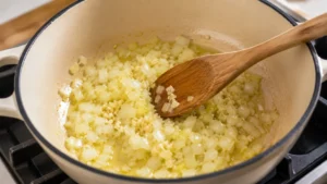 Sautéing Onion and Garlic in a Pot