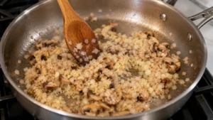 Sautéing Shallots, Garlic, and Mushrooms