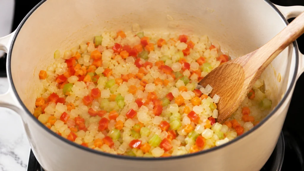 Sautéing Vegetables for Chicken Corn Chowder