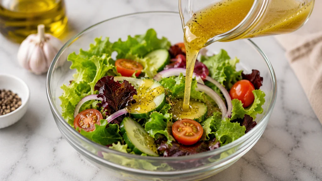 Serving French Dressing on Salad