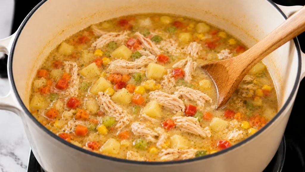 Simmering Chicken Corn Chowder