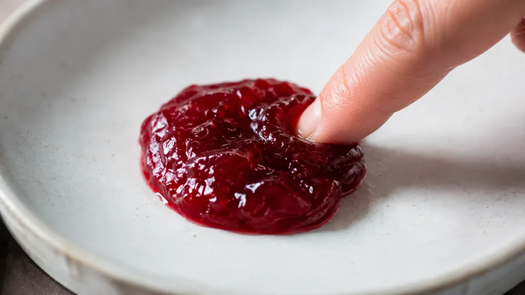 Testing jam set on plate