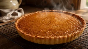 Treacle tart cooling on rack