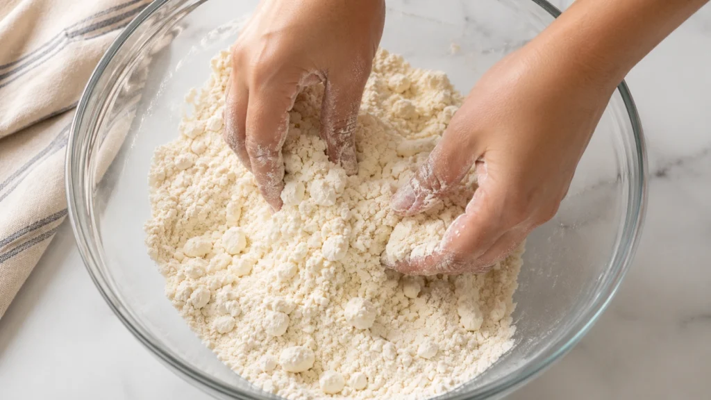 Working Lard into the Flour Mixture