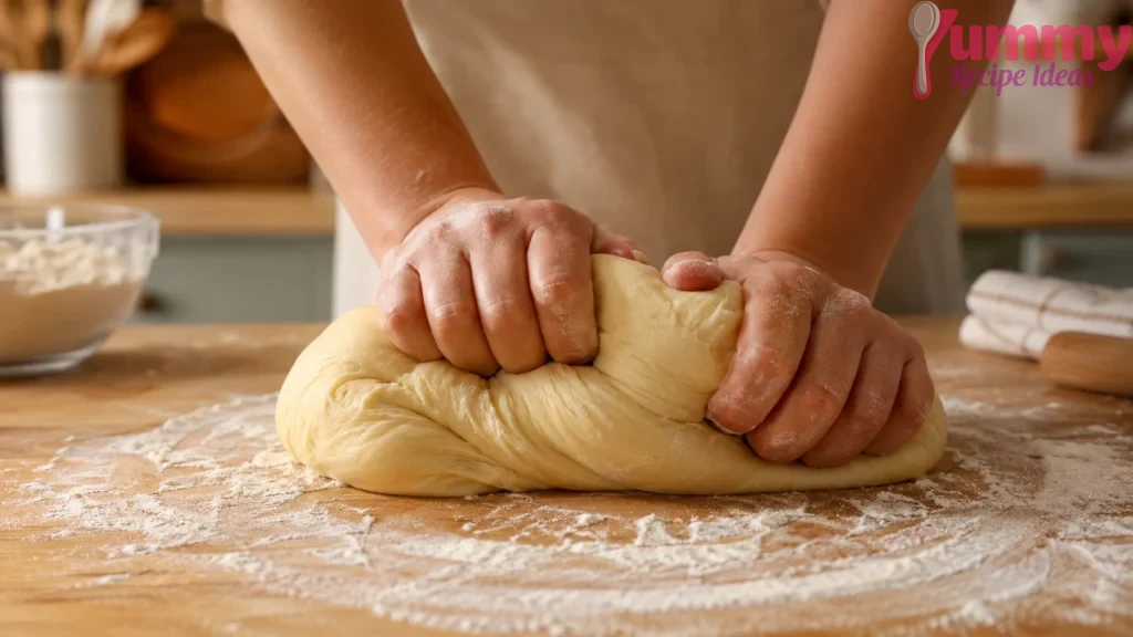 Kneading Cinnamon Roll Dough
