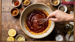 Mixing Harissa Honey Marinade
