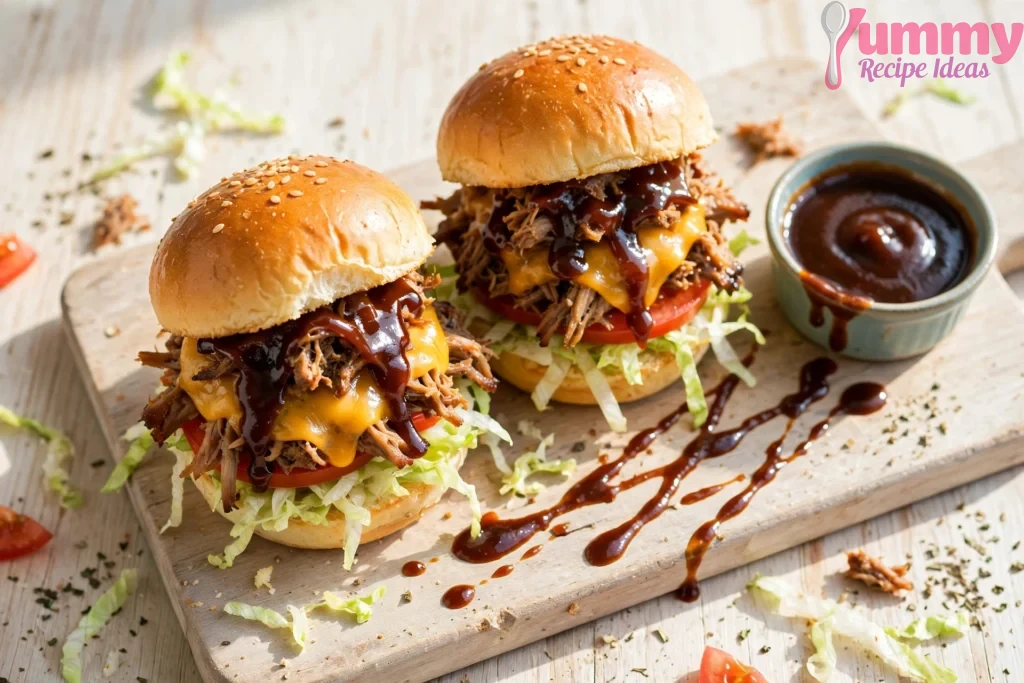 Thick glossy homemade BBQ sauce in a glass jar